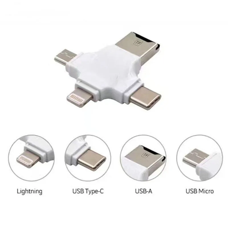 Usb кардридер 4 в 1 Type c/Lightning/Micro USB/USB 2 0 адаптер карта памяти для iphone6S 8 7 накопитель usb