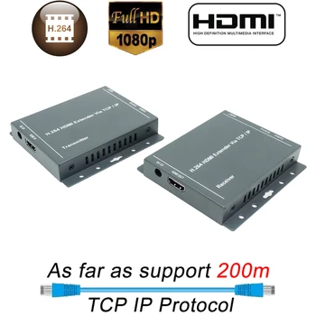 

2019 New 200m H.264 HDMI Extender RJ45 Over IP TCP LAN Network HDMI Extender By Cat5 Cat5e Cat6 UTP/STP HDMI Extensor Ethernet