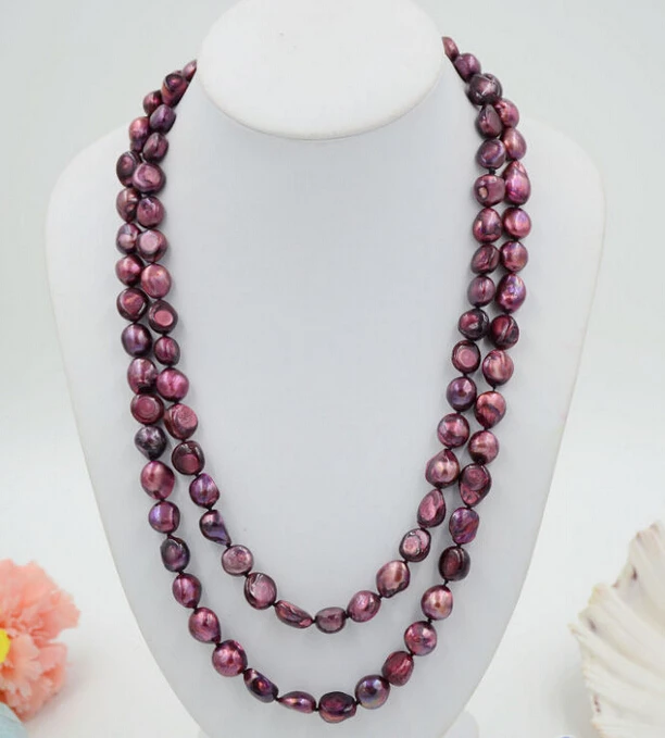 

FREE shipping>>>>>> P4796 50" 15mm wine red baroque freshwater cultured pearl necklace 6.07