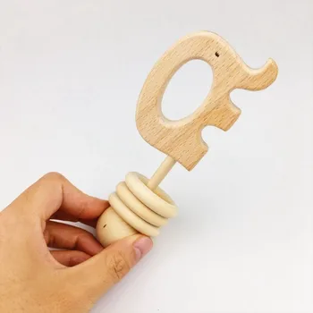 

Baby Toys Beech Elephant Teether Christmas Kid's Room Decor Birthday Party DIY Supplies Wooden Toy For Kid Rattle Charm