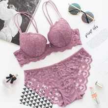 The new sexy female sense of the temptation to gather a small breast bra under the care of lace underwear thick cup bra set
