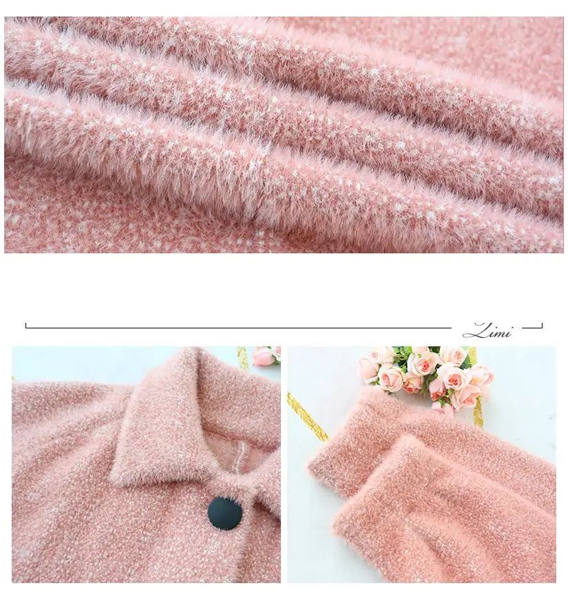 Женский вязаный свитер весна-осень из искусственного норка и кашемира, кардиган, женский элегантный однотонный вязаный свитер с длинным рукавом, пальто V700