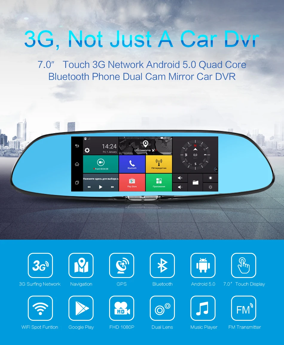 Jiluxing, 7 дюймов, Android 5,0, зеркало заднего вида, 1080 P, Автомобильный видеорегистратор, 3g, gps навигация, автомобильные камеры, Wifi, Bluetooth, зеркало заднего вида, видеорегистратор
