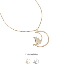 2017 New Hot 1PC Fashion Jewelry Form Sansummer Metal Alloy Romantic Top selling Feautiful Popular Fashion Moon Cat Necklace