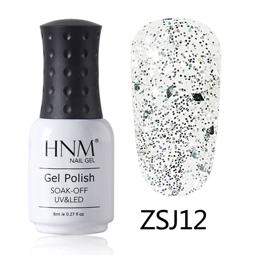HNM 8 мл светодиодный лак для ногтей с алмазным блеском Гибридный лак Полупостоянный Маникюр Блестящий лак для ногтей