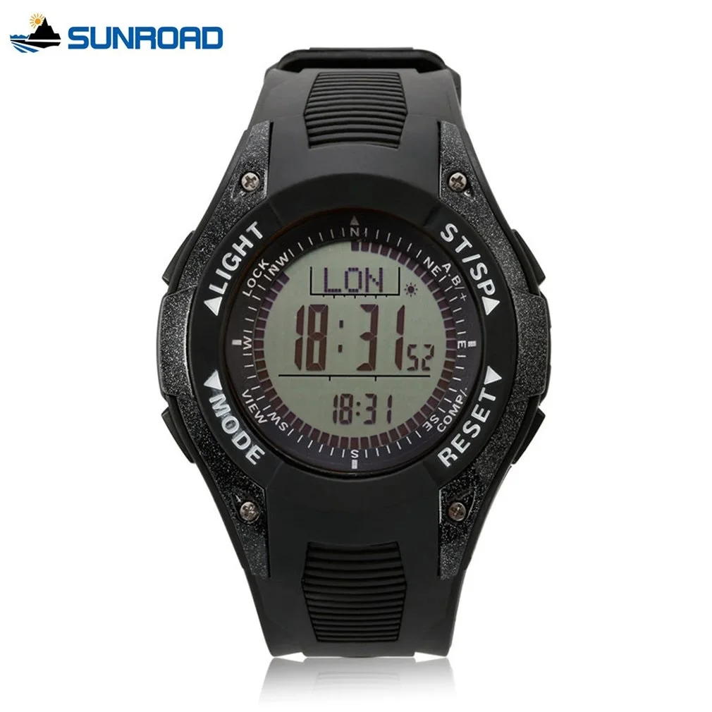 SUNROAD Men's Fishing Sports Digital Watch Altimeter Thermometer LCD Display Compass Barometer Weather Forecast Wristwatches