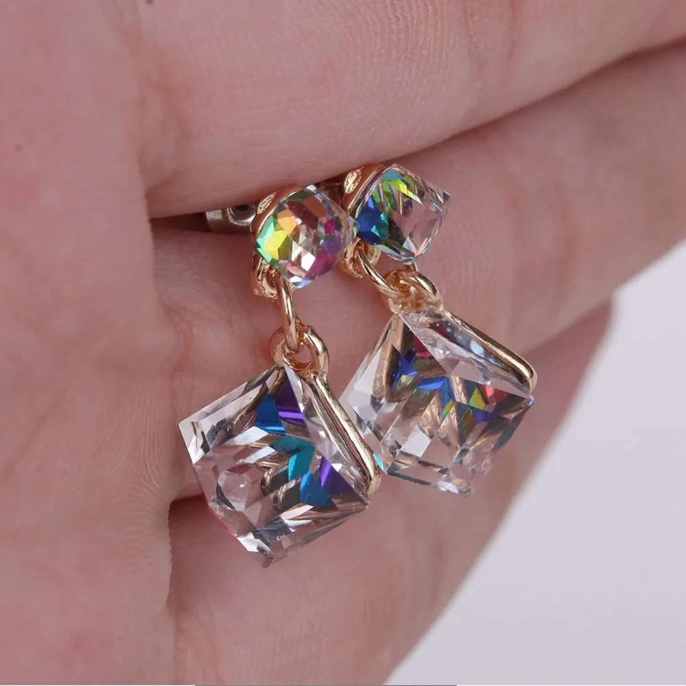 Fashion Crystal Earrings for Women Dangle Silver Earrings Studs Wedding Earring Jewelry 4 Colors Fashion Jewelry