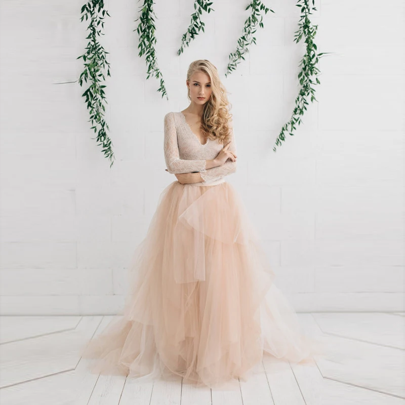 Champagne Personalizada Tulle Larga Picture Marfil Falda Maxi Por Capas Con Nupcial Desnudo Moda De Color Nueva Encargo Faldas Gradas IBxzqXOT