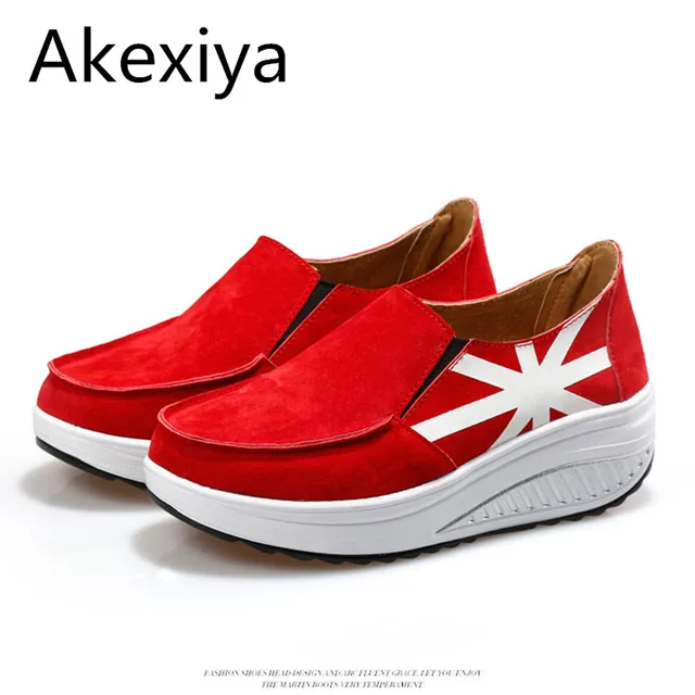 Akexiya Newest The Union Flag Fashion Women Red Shoes Slip On Slope ... Akexiya Newest The Union Flag Fashion Women Red Shoes Slip On Slope Casual Shoes Woman Pigskin