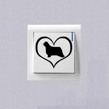 Love Bearded Collie Dog Switch Sticker Vinyl Decoration Wall Sticker 2SS0784