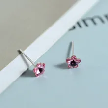 925 пробы серебряные шпильки женские маленький розовый цветок сливы Кристалл Анти-аллергия Z8512
