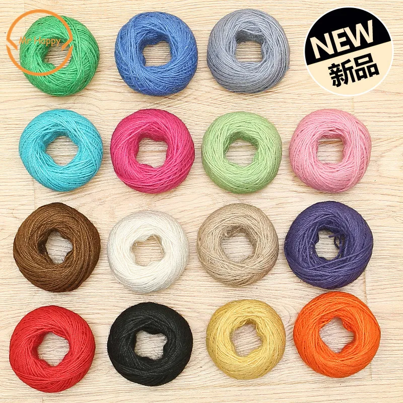 

15 COLOR 1Roll 50M Natural Burlap Hessian Jute Rope Twine Hemp Rope String 2mm Gift Box String Cord Wedding Tags Decoration