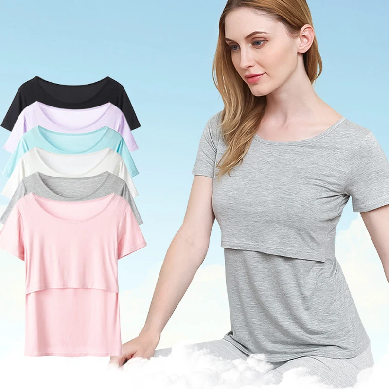 

2019 Summer Women Breastfeeding Clothes Sleeve Nursing T-shirt Top Maternity Clothes Women Casual Tee Tops