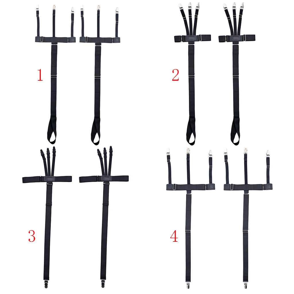 2 шт., 4 вида конструкций, мужская рубашка унисекс, эластичные держатели для рубашек, подвязки y-образной формы, военные ремни, носки, Нескользящие зажимы, подтяжки для ног