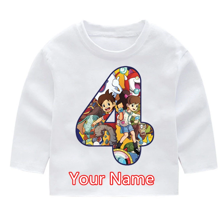 Yo Kai Watch/Детские Модные хлопковые футболки с длинными рукавами для дня рождения