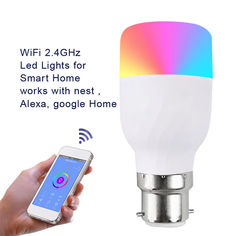 

Smart Wifi Dimmable LED Bulbs Works RGB Night Light B22/E27 Screw for Amazon Alexa&Google Home Dropshipping