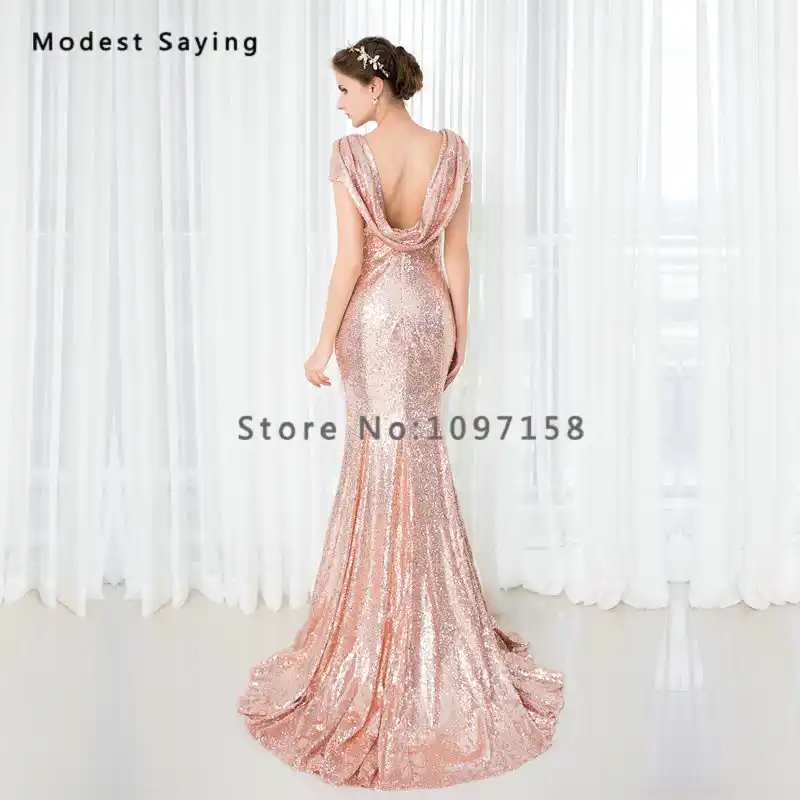 cowl back evening dress