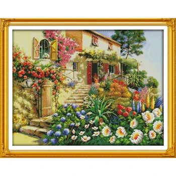 

Everlasting Love Garden Villa (2) Chinese Cross Stitch Kits Ecological Cotton Stamped 11 CT Christmas New Store Sales Promotion