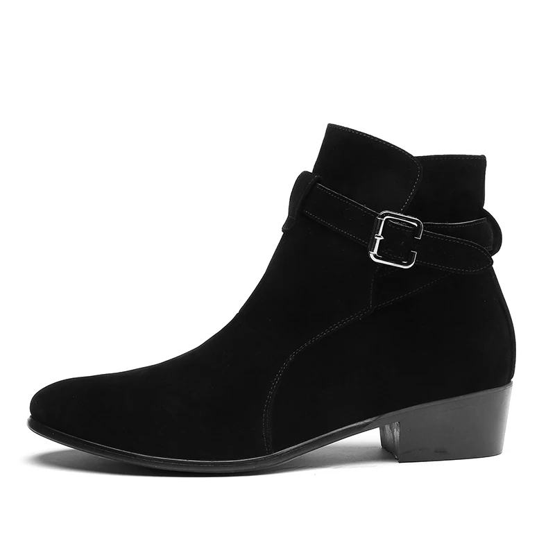 GRAM EPOS/мужские ботинки «Челси» на молнии; сезон весна-осень-зима; очень крутые Мужские модельные деловые ботинки с высоким берцем; botas; мужская обувь, увеличивающая рост - Цвет: Черный