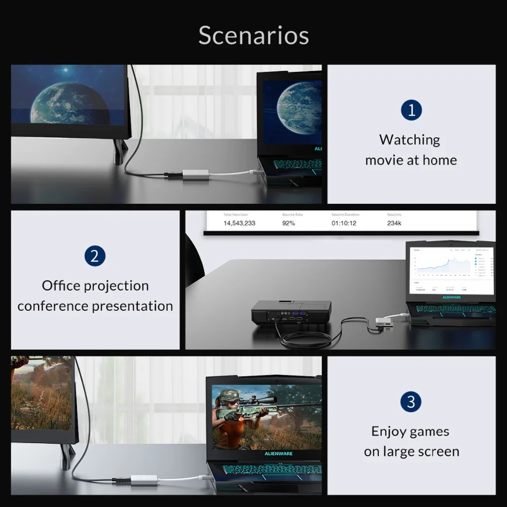 ORICO DisplayPort к двойному HDMI DP VGA адаптеру 4K HD 1 2 версия адаптера кабеля 15 см для