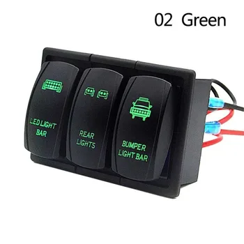 

3 GANG Rocker Switch Panel LED Bar Rear Light For RV Car Marine Boat 12V