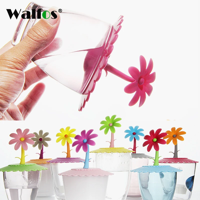 

WALFOS Sunflower mug cover Reusable Silicone Cup Cover Cup Seal Covers silicone cup lid