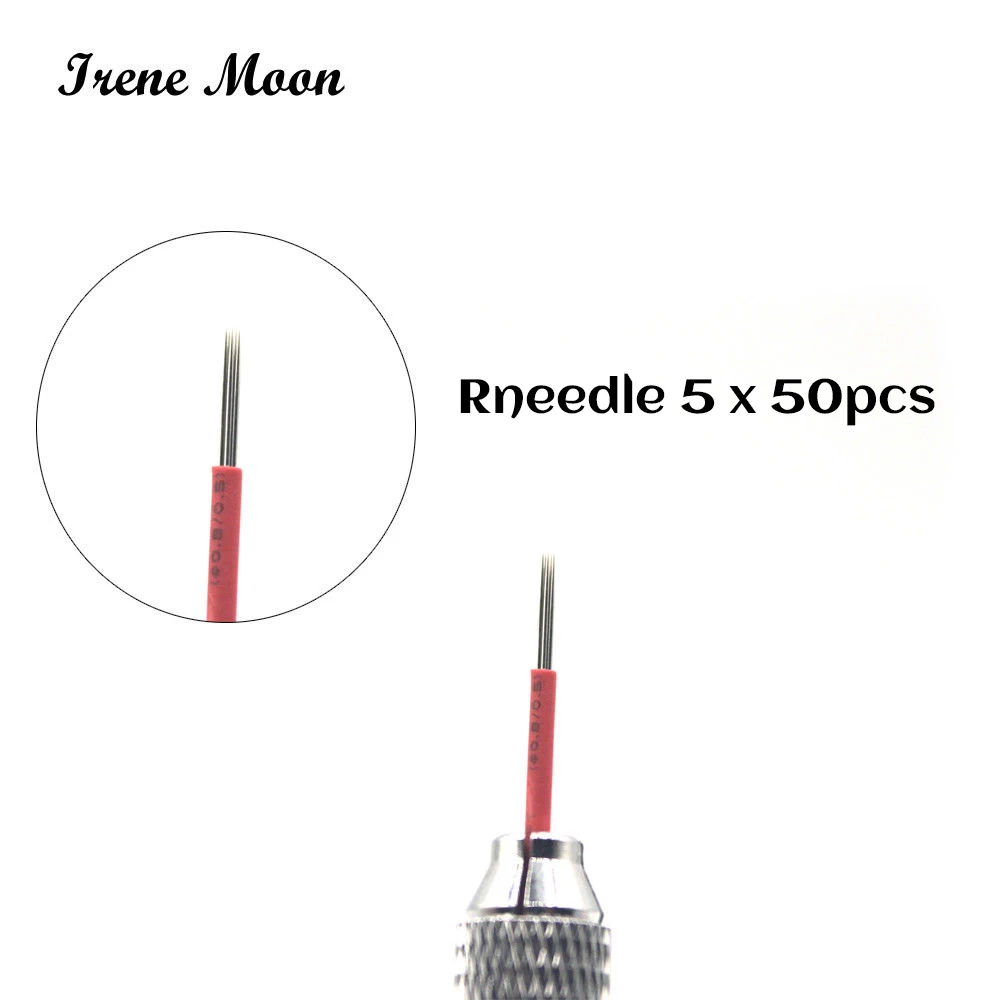 

50pcs Microblading Needles Round 5 Pins Disposable Manual Fog Eyebrow Tattoo Needles Laminas Tebori Embroidery Microblades