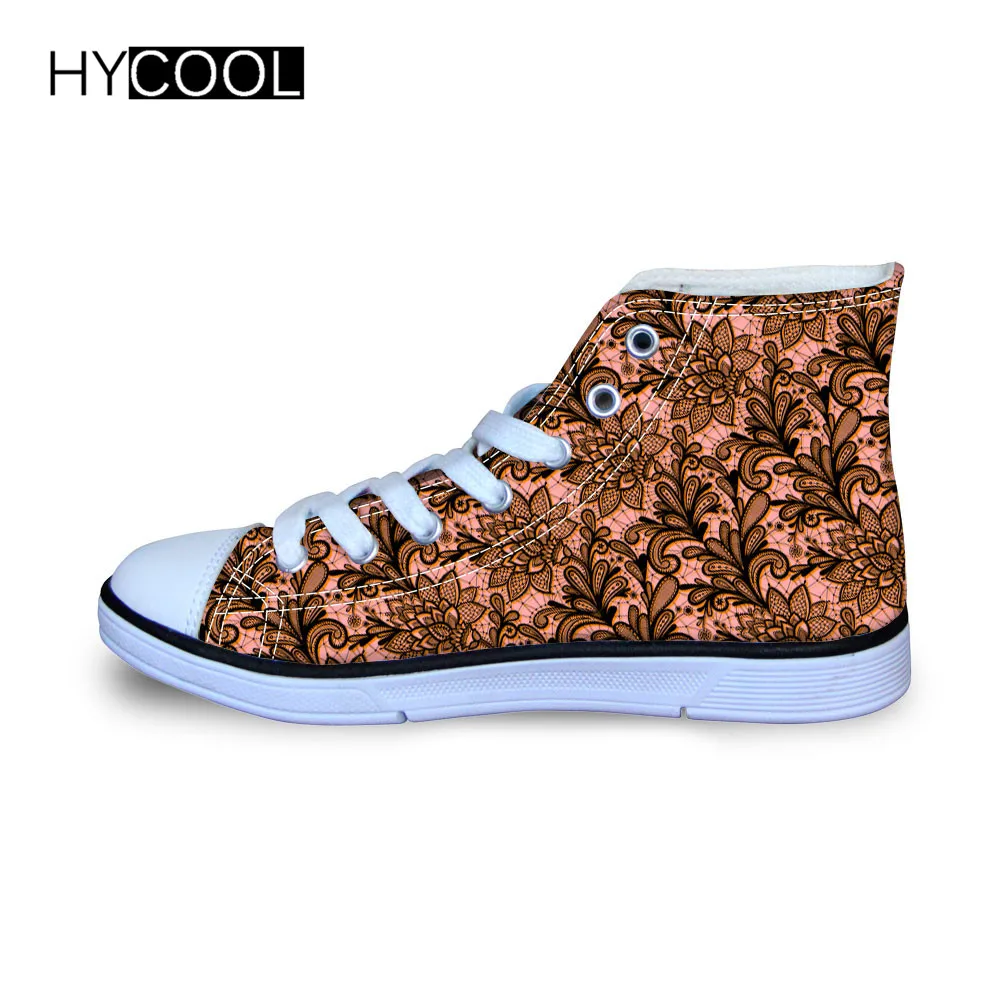 HYCOOL спортивная обувь Цветочный принт детские кроссовки студенты открытый ежедневно ходить классический холщовый ботинок
