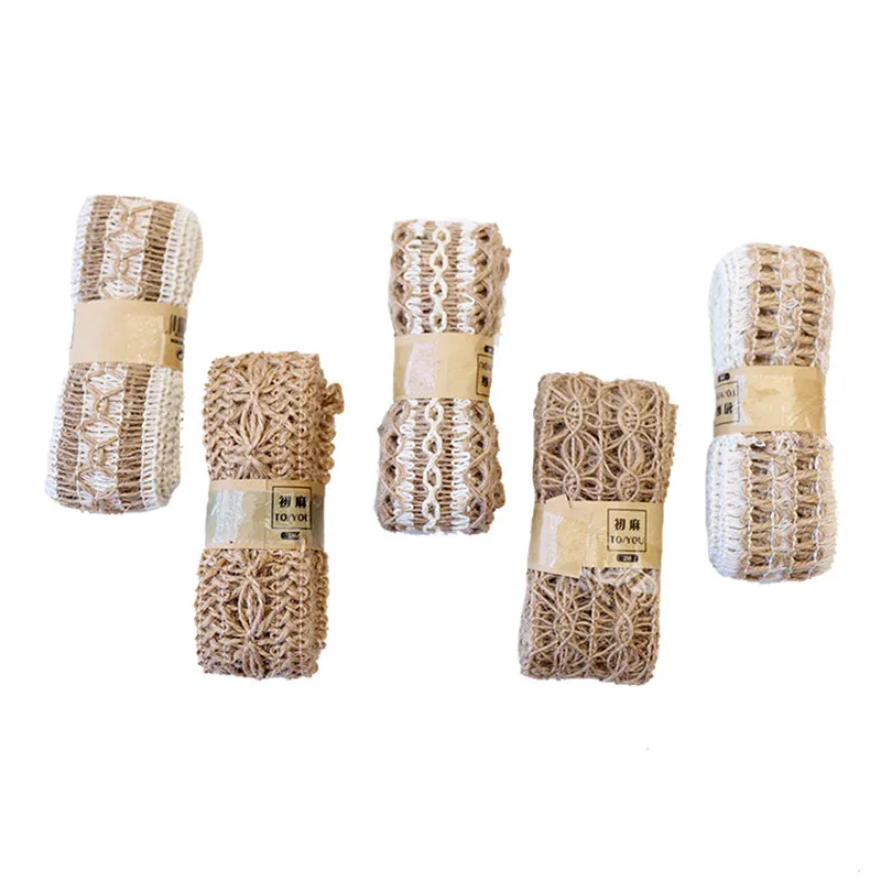 

2M/Roll Clothing Decoration White Lace Linen DIY Apparel Sewing Fabric Lace Wedding Ornament Supplies Glass Bottles Adorn Linen