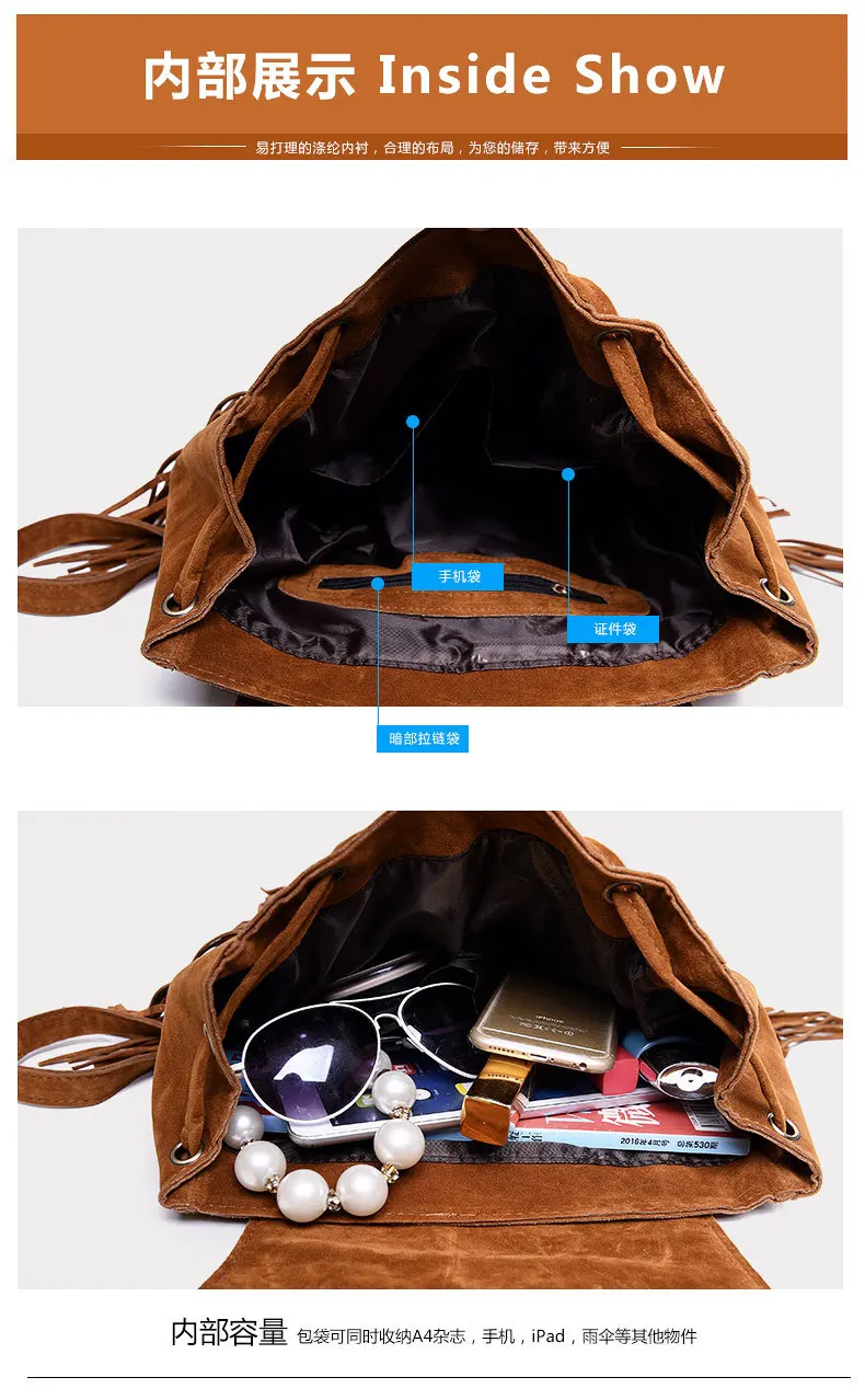 women backpack vintage fringe tassle bag bacpacks (12)