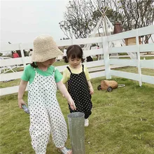 Детский комбинезон для маленьких девочек, Детский комбинезон для девочек, детский цельный комбинезон, Летний милый комбинезон в горошек для маленьких девочек, уличная одежда