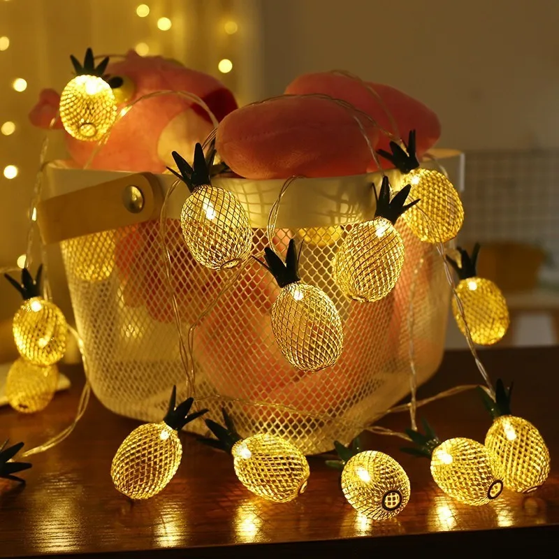 

2m Iron Pineapple Light Strings 10 LED Garlands Battery Powered Ananas LED Lamp Holiday Party Garden Decoration Fairy Lights