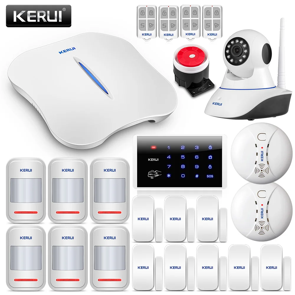 KERUI W1 WI-FI дома охранной сигнализации с WI-FI IP Камера и газовый сигнализатор движения Детектор внутренней безопасности сигнализации