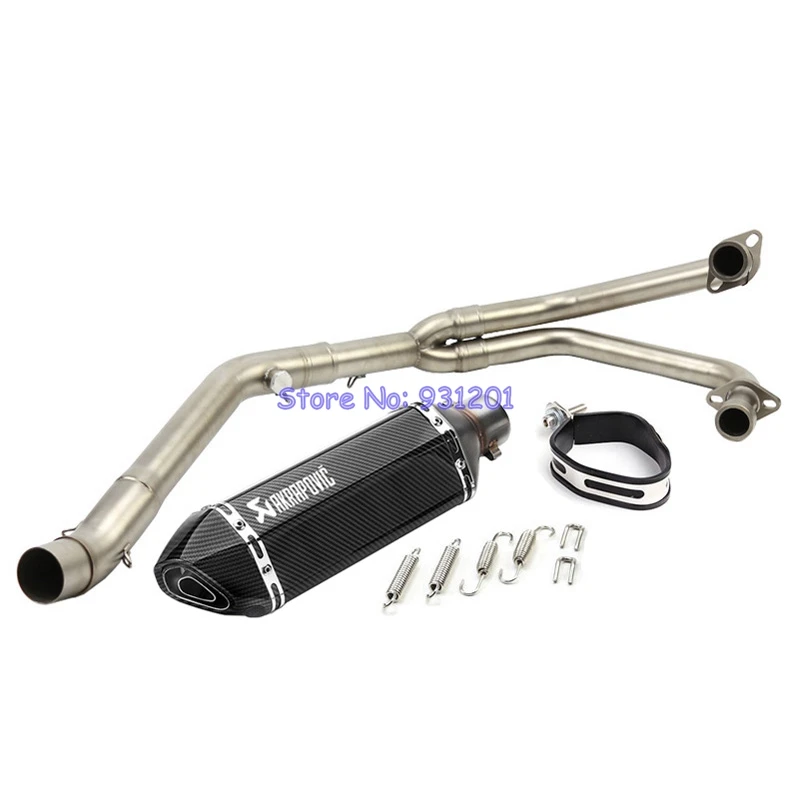 

For Yamaha YZF R25 R3 MT03 MT-03 Motorcycle Exhaust Full System Slip On Mid Link Pipe Headers Front Tube Akrapovic Muffler Pipe