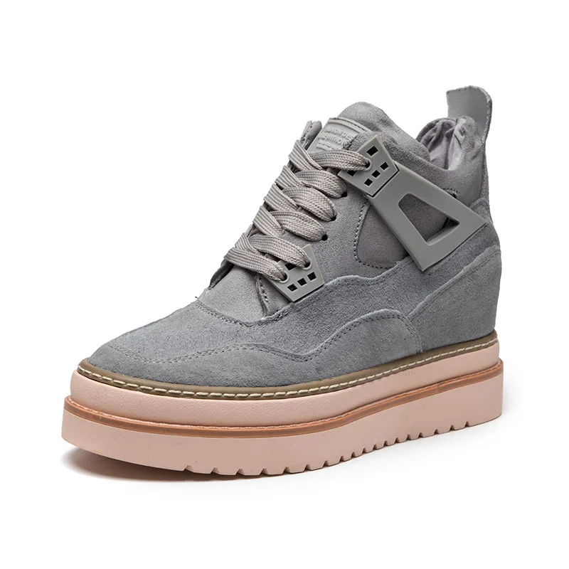 Semelle Sport Chaussures Coréenne De Femmes Nouvelle Épaisse 2018 Solide gris Automne Version Augmentation Noir Simple Couleur rose Mode Plat RwnO4q
