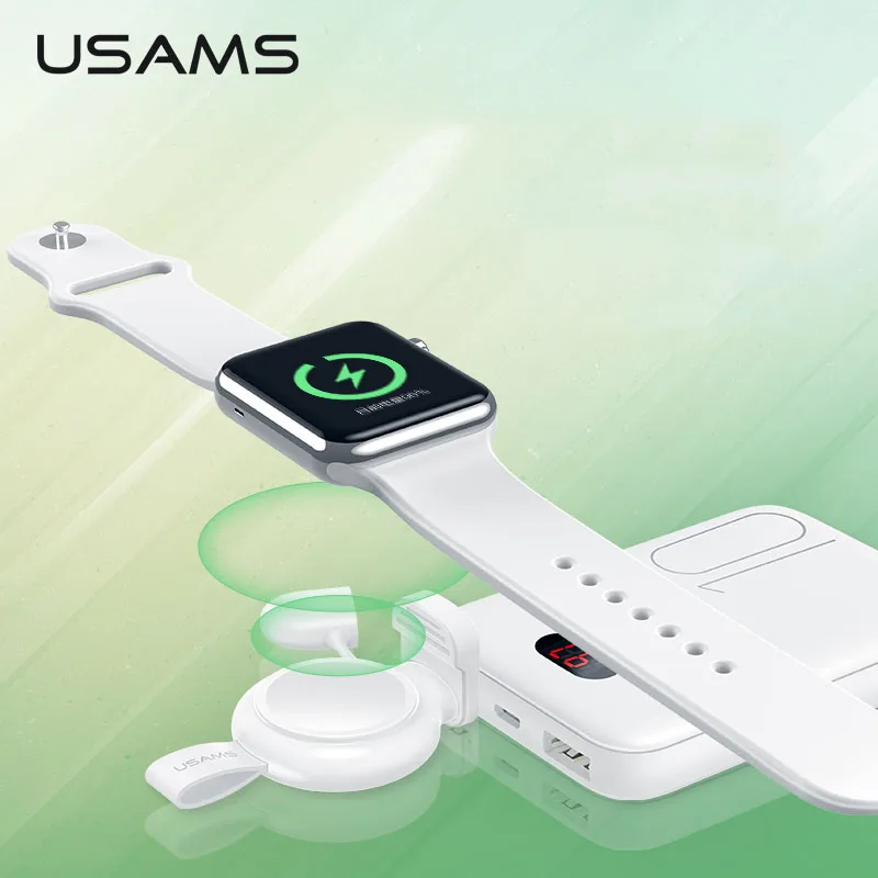

USAMS QI Wireless Charger for i Watch 4 3 2 1 Portable Mini Magnetic Charger Pad for Apple Watch Wireless Charger S1 S2 S3 S4