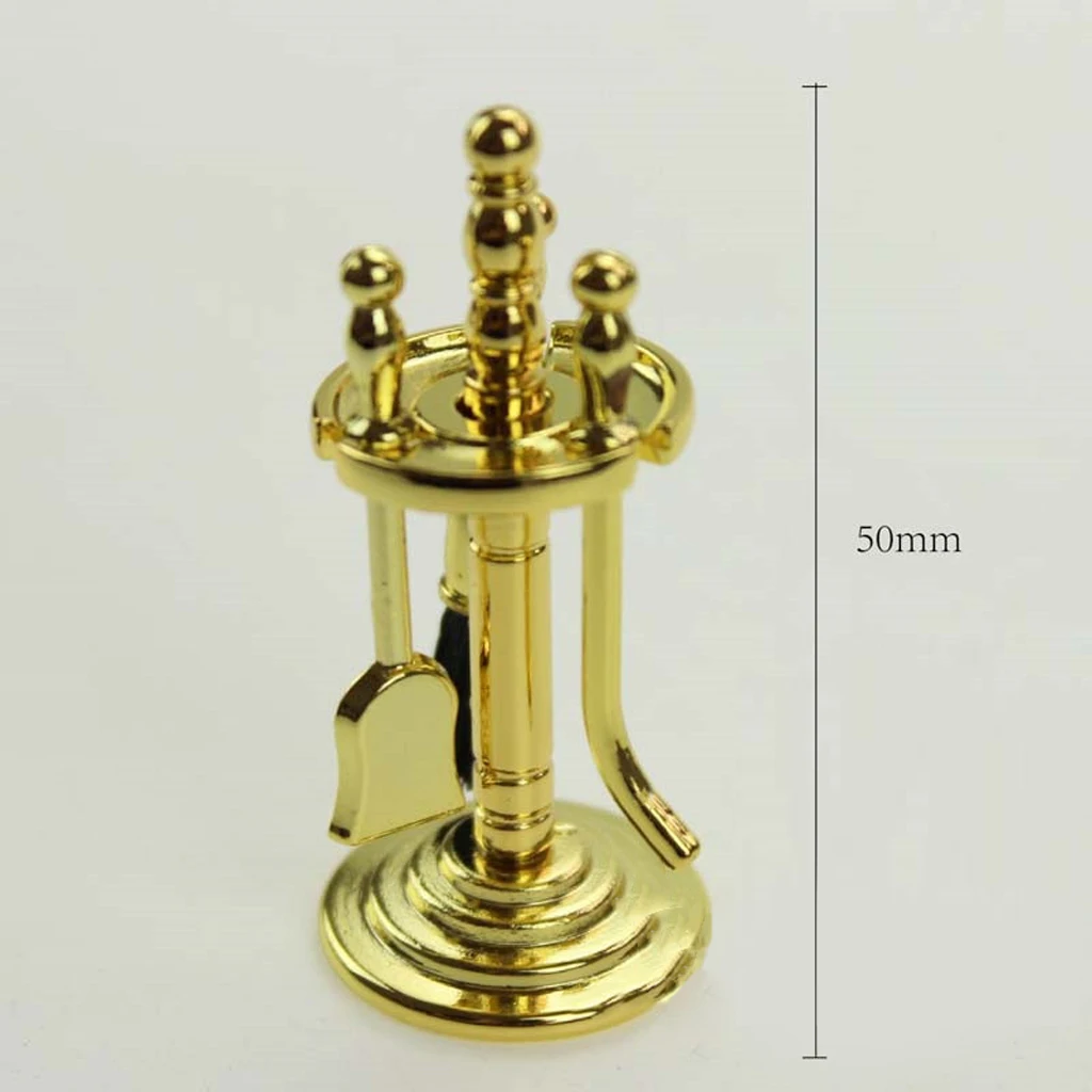 1/12 Dollhouse Miniature Alloy Cleaning Tools & Holder Set Any Rooms Garden Decor Accessories