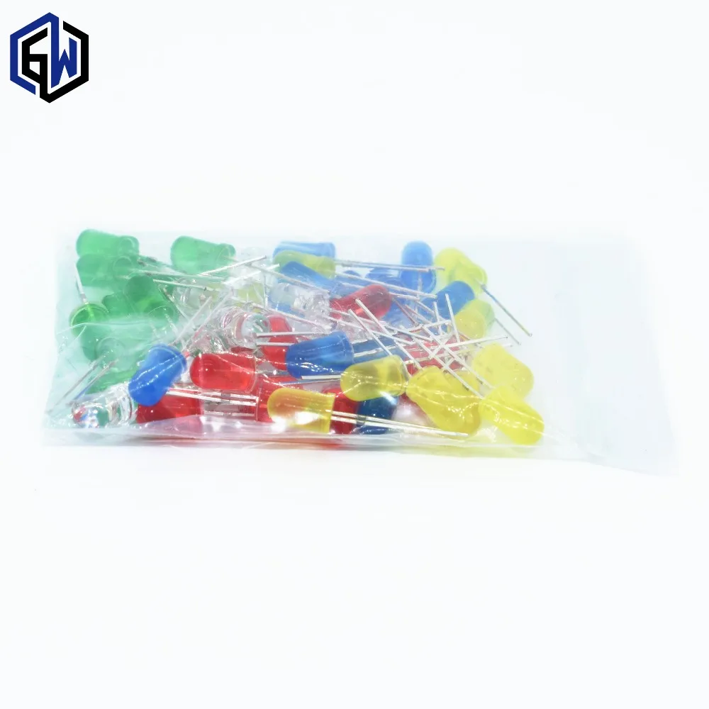 

50pcs 5mm LED Light Assorted Kit DIY LEDs Set White Yellow Red Green Blue each=10pcs