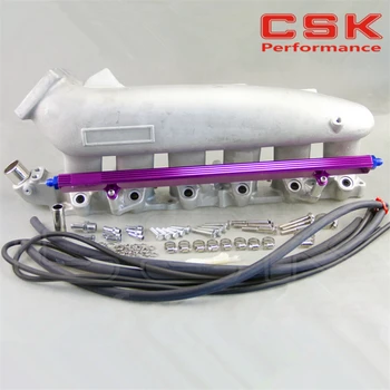 

Cast Aluminum Intake Manifold Plenum with Fuel Rail for Nissan R33 R34 RB25 PURPLE
