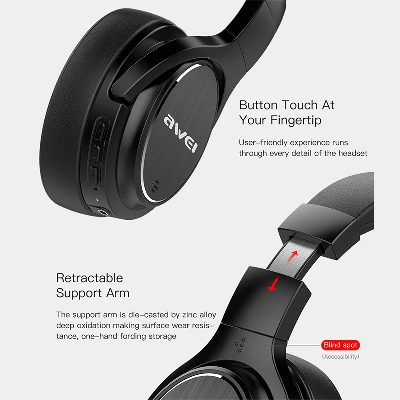 Беспроводные Наушники AWEI A950BL bluetooth ANC шумоподавляющие стереонаушники с