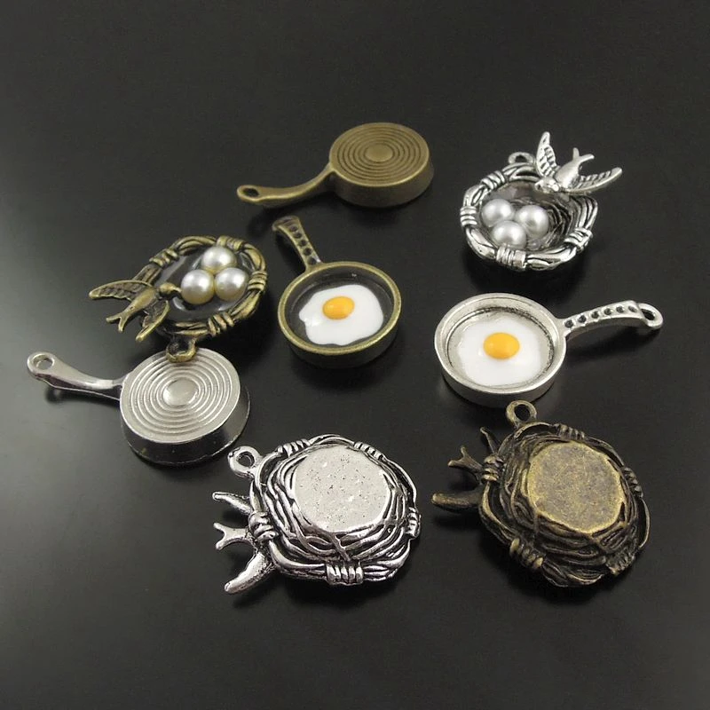 

Wholesale New Fashion Mixed Bird Nest Egg Pan Charm Pendant Craft Decor 16PCS 38267