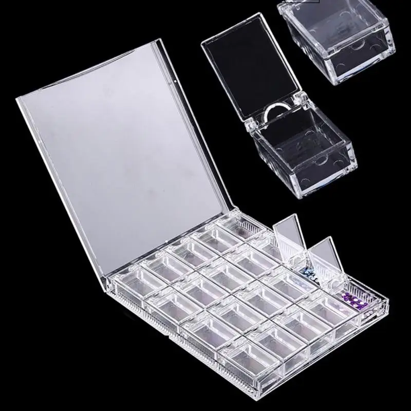 

Compartment Empty Nail Art Decoration Storage Case Box Glitter Rhinestone Crystal Beads Accessories Container Jewelry Display