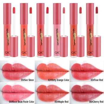 

Qic moisturizing lip gloss 6 colors sexy red pumpkin lip tint waterproof long lasting velvet matte liquid lipstick Q908