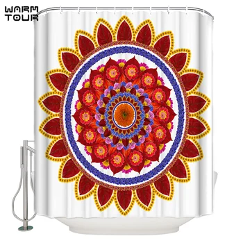 

WARMTOUR Shower Curtain Mandala Colorful Waterproof Shower Curtain Bathroom Decor