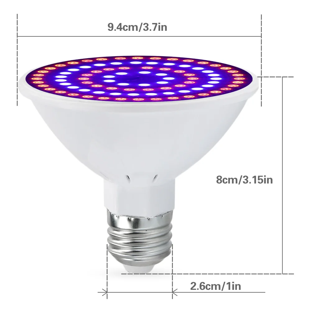 Светодиодный светильник для растений, 20 Вт, E27, 220 В, лампа для выращивания растений, красный, синий светодиодный фитоламповый фитолампа для комнатных садовых растений, цветов, гидропоники