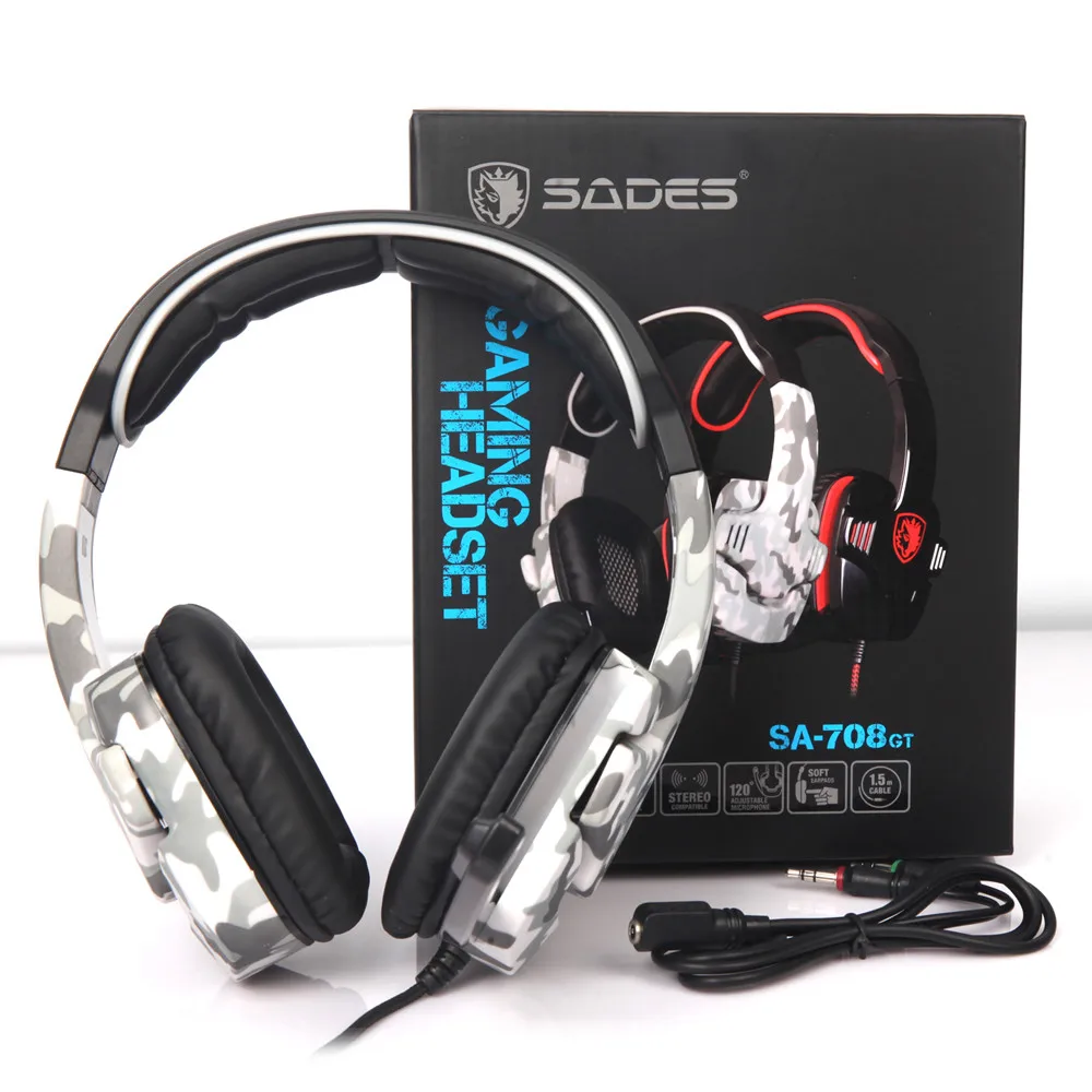 SADES SA-708GT Casque PS4 Headset with Microphone PC Gamer Camouflage Stereo Headphones for PC Cell Phone New Xbox One Laptop  (2)