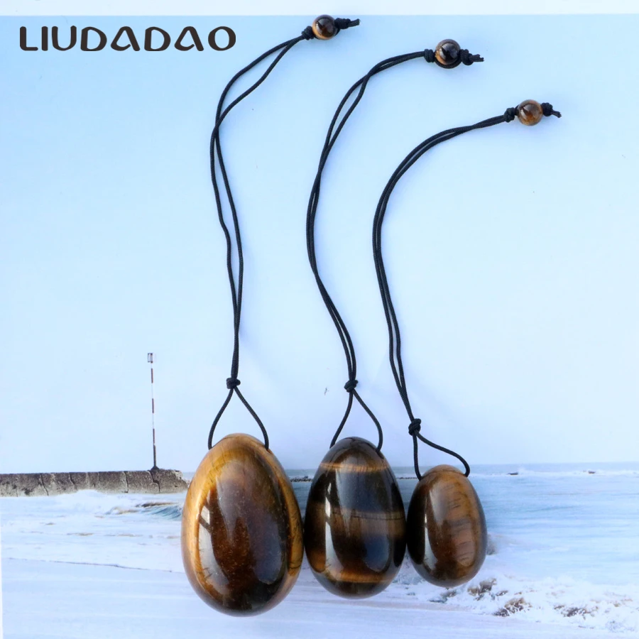 

Jade 3Pcs Set Eggs Tigers Eye Stone Yoni Egg with beads Small Large Size For Women Pelvic Floor Vaginal Muscle Exerciser Body