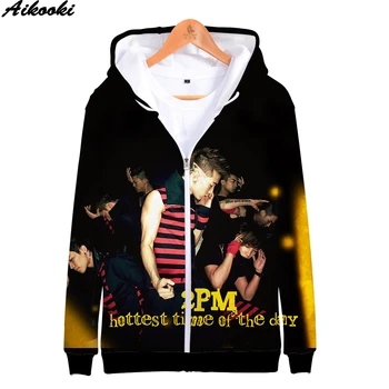 

Harajuku Aikooki Hoodies 2PM 3D Hoodies Men/Women Sweatshirts Tops K-pop 2PM Casual Hooded Mens Zipper 3D Print Coats Oversized