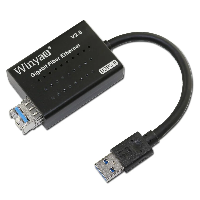 

Winyao USB1000F-LX USB 3.0 Gigabit Fiber Ethernet Network Adapter Single Mode 1310nm 10km LC Optic Module SFP NIC RTL8153