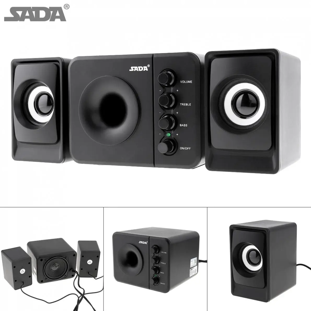 SADA D-205 USB2.0 Subwoofer Computer Speaker with 3.5mm Audio Plug and USB Power Plug for Desktop PC Laptop MP3 Cellphone MP4 SADA D-205 USB2.0 Subwoofer Computer Speaker with 3.5mm Audio Plug and USB Power Plug for Desktop PC Laptop MP3 Cellphone MP4